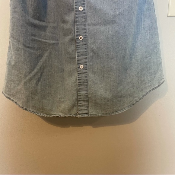 Denim Look Cotton Blend Button Down Dress/ Tunic Top - Picture 2 of 11